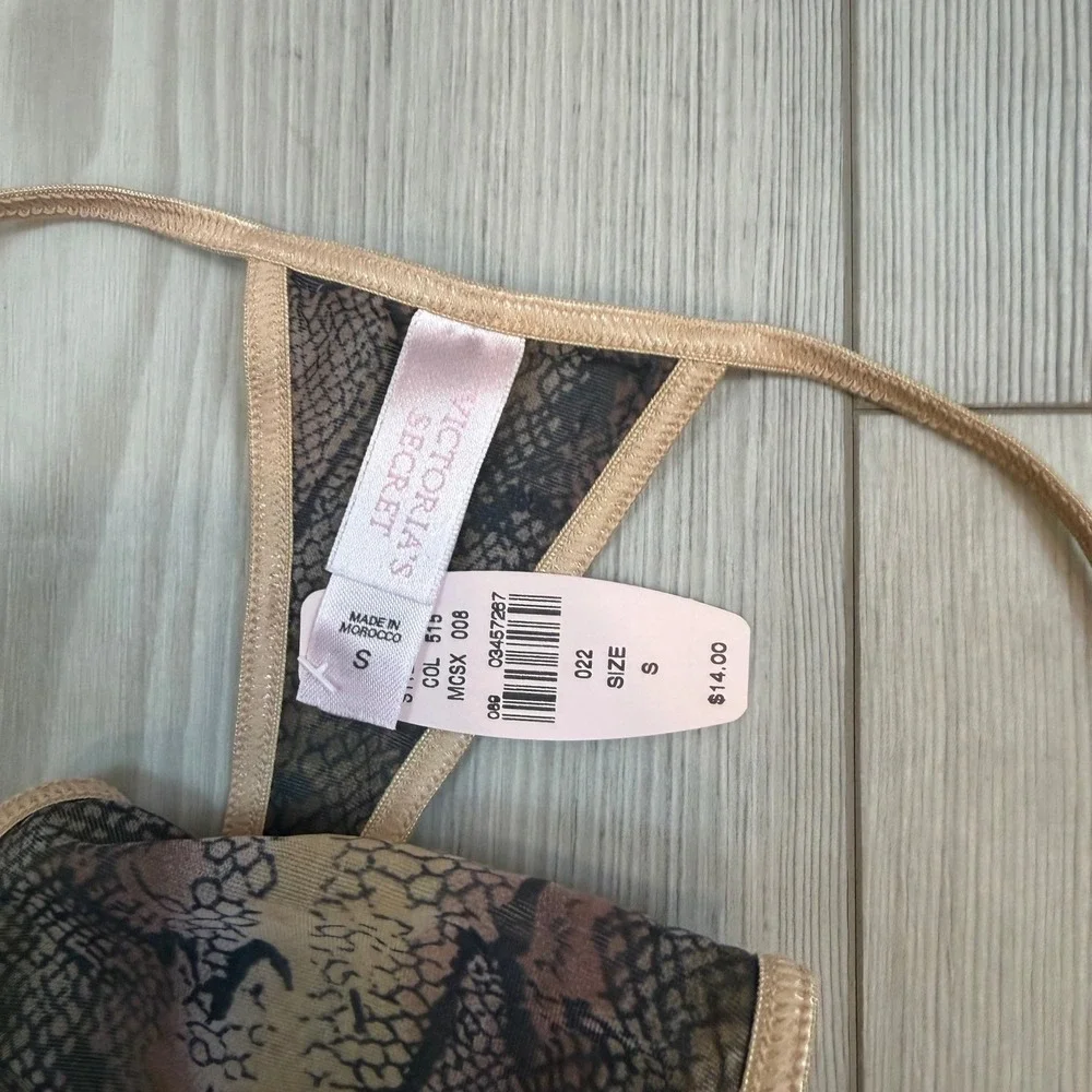 Vintage Victoria's Secret V-String‎ Thong Small Snakeskin Animal Print Y2K NWT